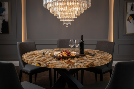 Custom Wine Cork Resin Table - Round
